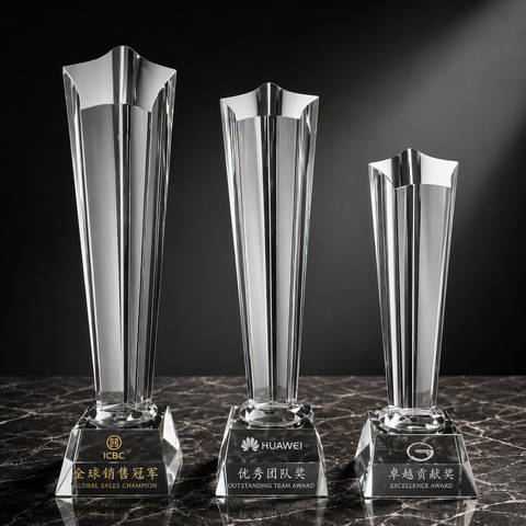 Triple Fluted Crystal Column Award - custom crystal awards with your logo